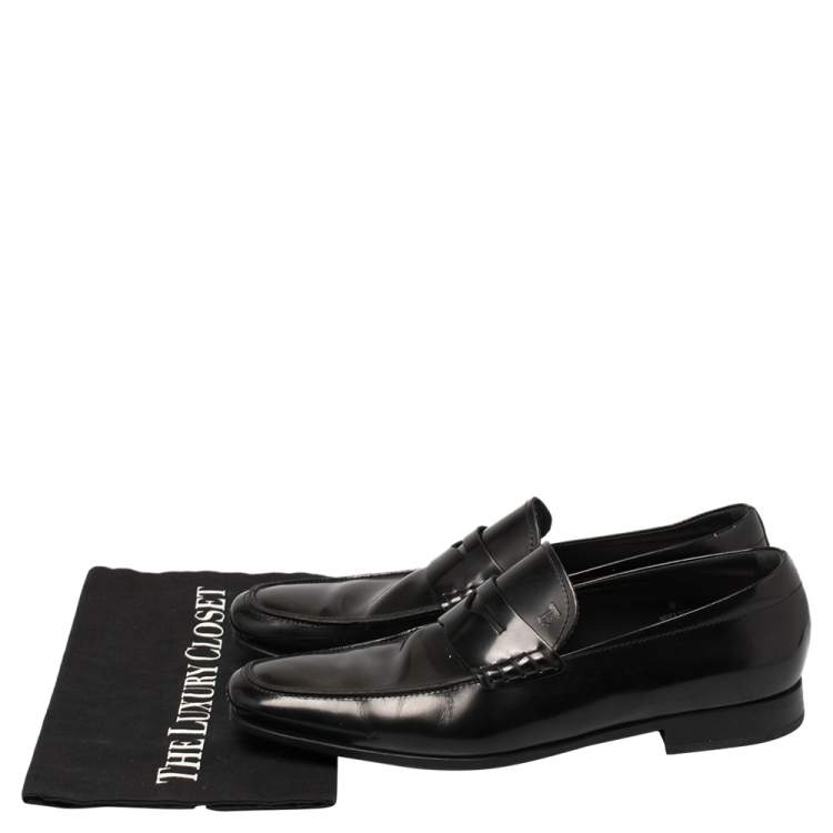 مملوكة مسبقًا Tod's Black Leather Penny Slip On Loafers Size 42