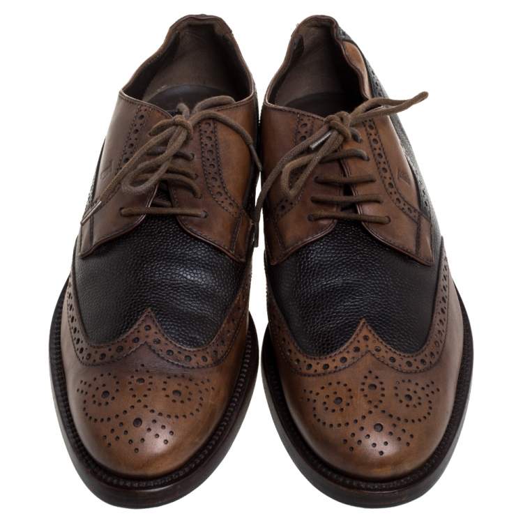 Pre Owned Tod's Brown Brogue Leather Lace Up Derby Size 41