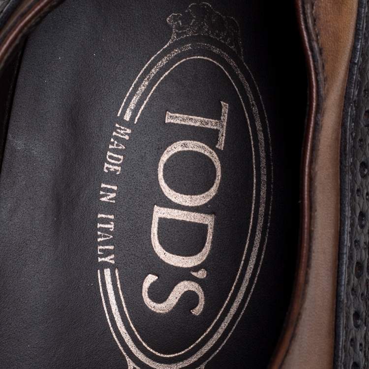 Pre Owned Tod's Brown Brogue Leather Lace Up Derby Size 41