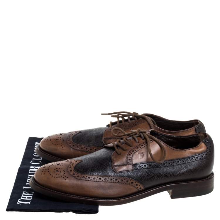 Pre Owned Tod's Brown Brogue Leather Lace Up Derby Size 41