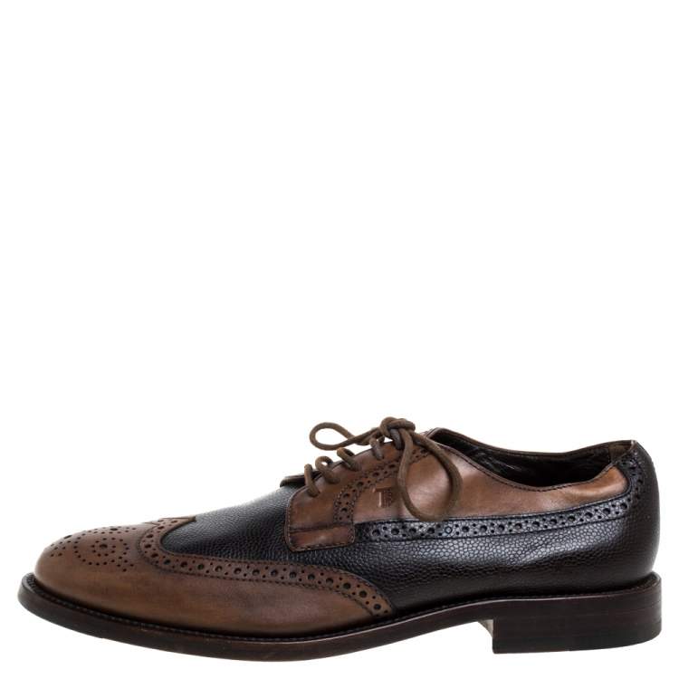 Pre Owned Tod's Brown Brogue Leather Lace Up Derby Size 41