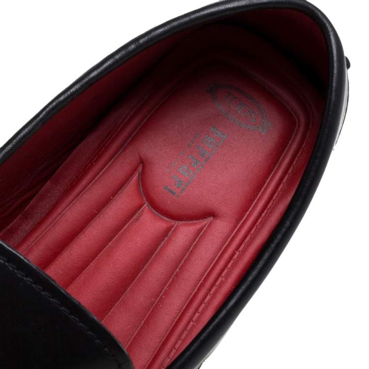 Pre Owned Tod's for Ferrari Black Leather Loafers Size 41