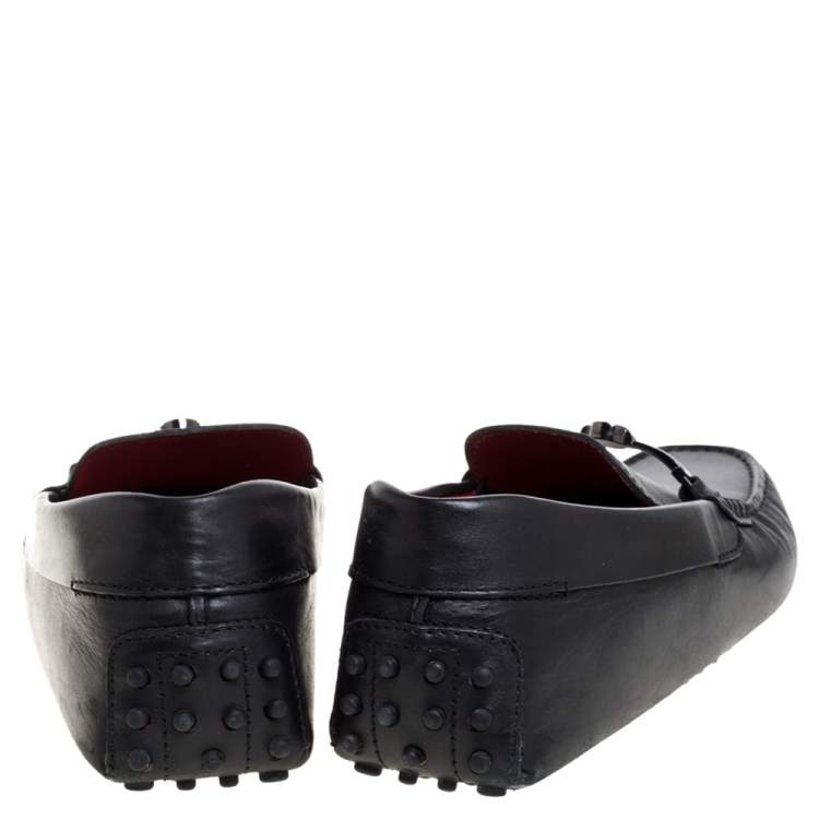Pre Owned Tod's for Ferrari Black Leather Loafers Size 41