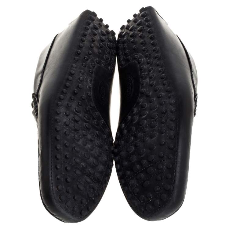 Pre Owned Tod's for Ferrari Black Leather Loafers Size 41
