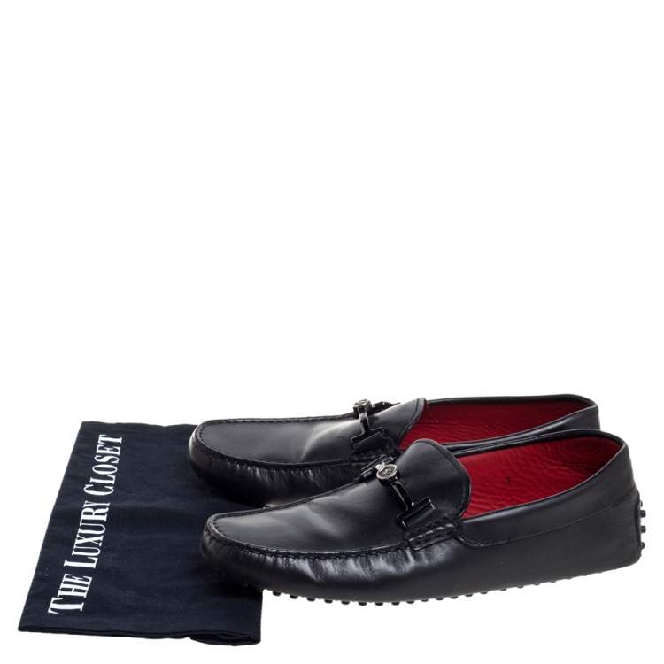 Pre Owned Tod's for Ferrari Black Leather Loafers Size 41