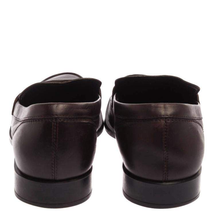 Pre Owned Tod's Dark Brown Leather Penny Loafers Size 40