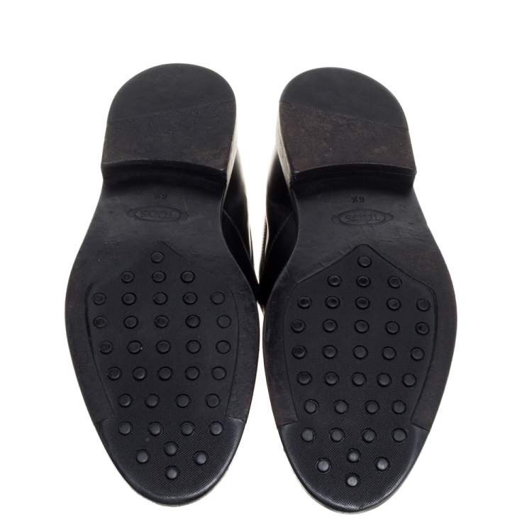 Pre Owned Tod's Black Leather Penny Slip On Loafers Size 40
