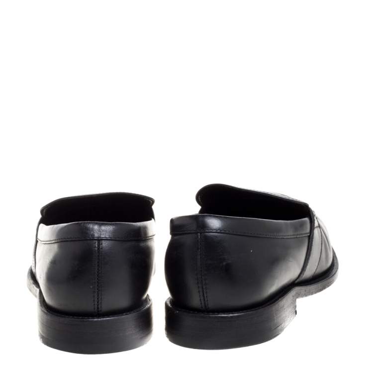 Pre Owned Tod's Black Leather Penny Slip On Loafers Size 40