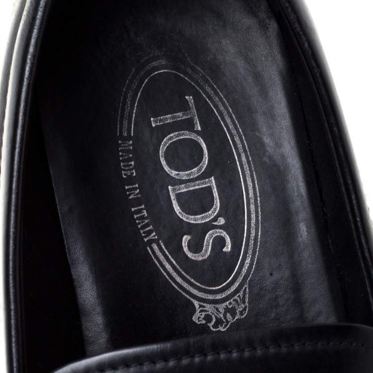 Pre Owned Tod's Black Leather Penny Slip On Loafers Size 40