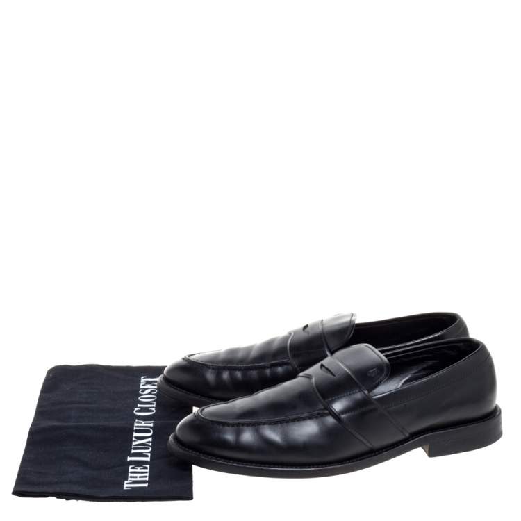 Pre Owned Tod's Black Leather Penny Slip On Loafers Size 40