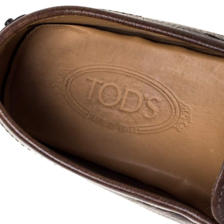 Pre Owned  Tod's Dark Brown Leather Penny Slip On Driving Loafers Size 40