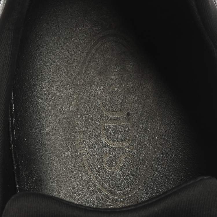 Pre Owned Tod's Black Leather and Nylon Lace Sneakers Size 47