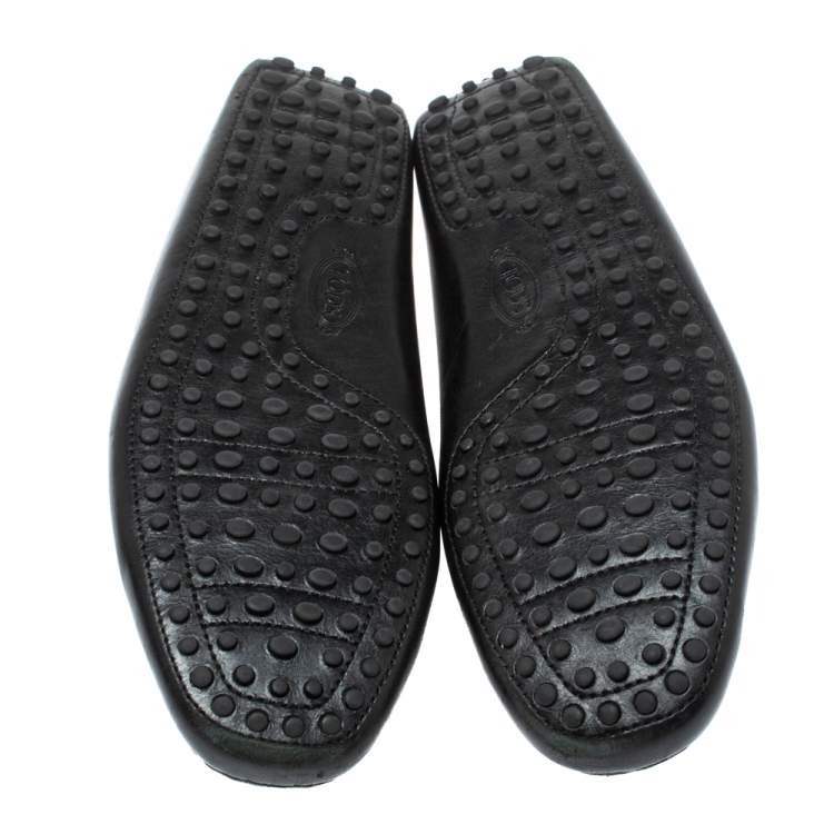 Pre Owned Tod's For Ferrari Black Leather Slip On Loafers Size 42