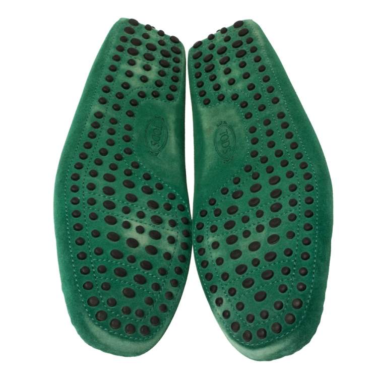 Pre Owned Tod's Green Suede Gommino Slip On Loafers Size 42