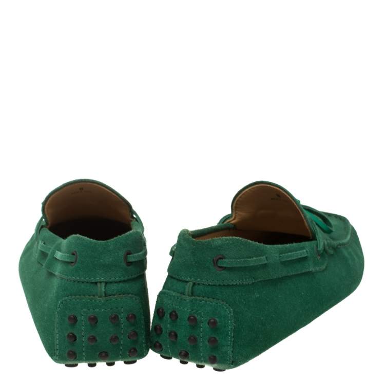 Pre Owned Tod's Green Suede Gommino Slip On Loafers Size 42