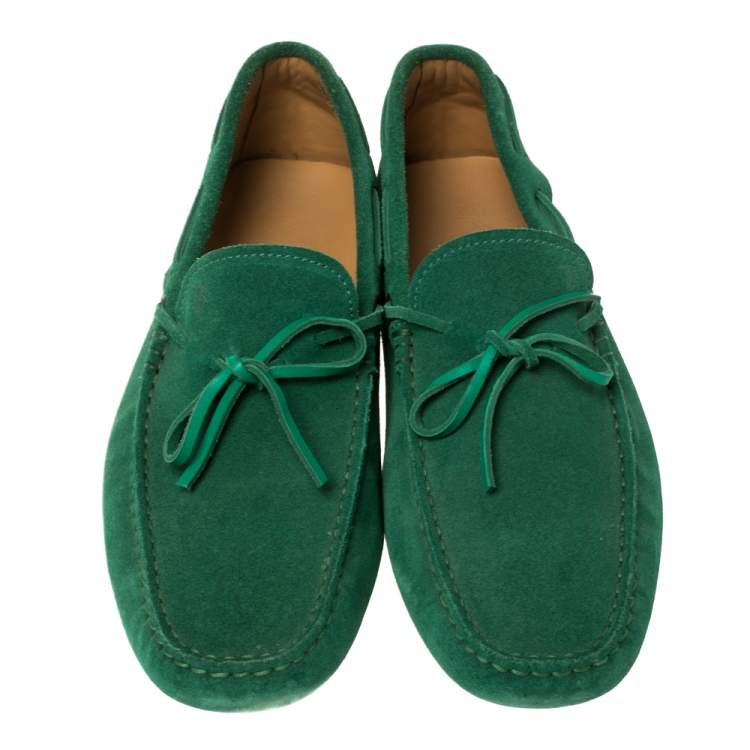 Pre Owned Tod's Green Suede Gommino Slip On Loafers Size 42