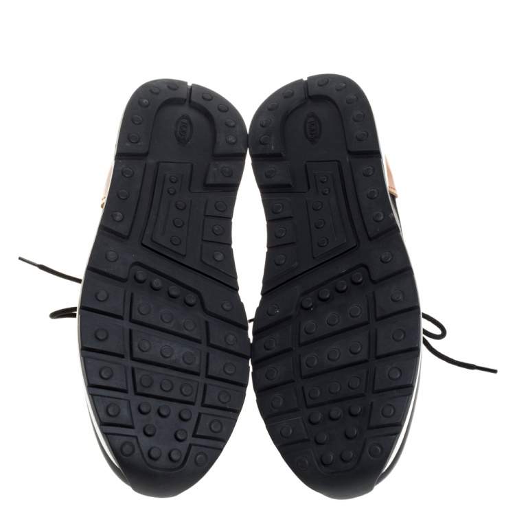 Pre Owned Tod's Black Suede Leather And Mesh Lace Up Sneakers Size 44.5