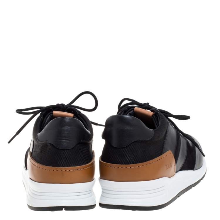 Pre Owned Tod's Black Suede Leather And Mesh Lace Up Sneakers Size 44.5