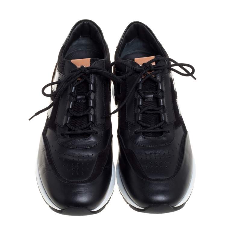 Pre Owned Tod's Black Suede Leather And Mesh Lace Up Sneakers Size 44.5