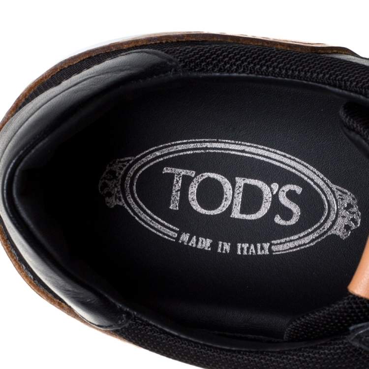 Pre Owned Tod's Black Suede Leather And Mesh Lace Up Sneakers Size 44.5