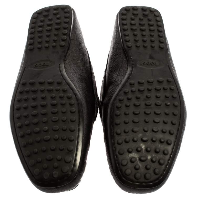 Pre Owned Tod's Black Grained Leather Penny Loafers Size 41.5