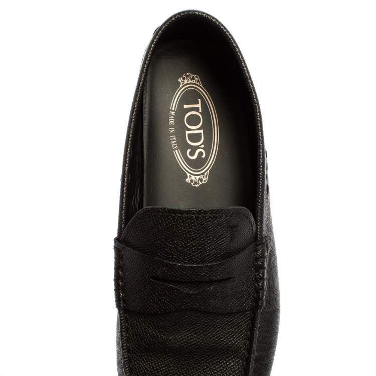 Pre Owned Tod's Black Grained Leather Penny Loafers Size 41.5