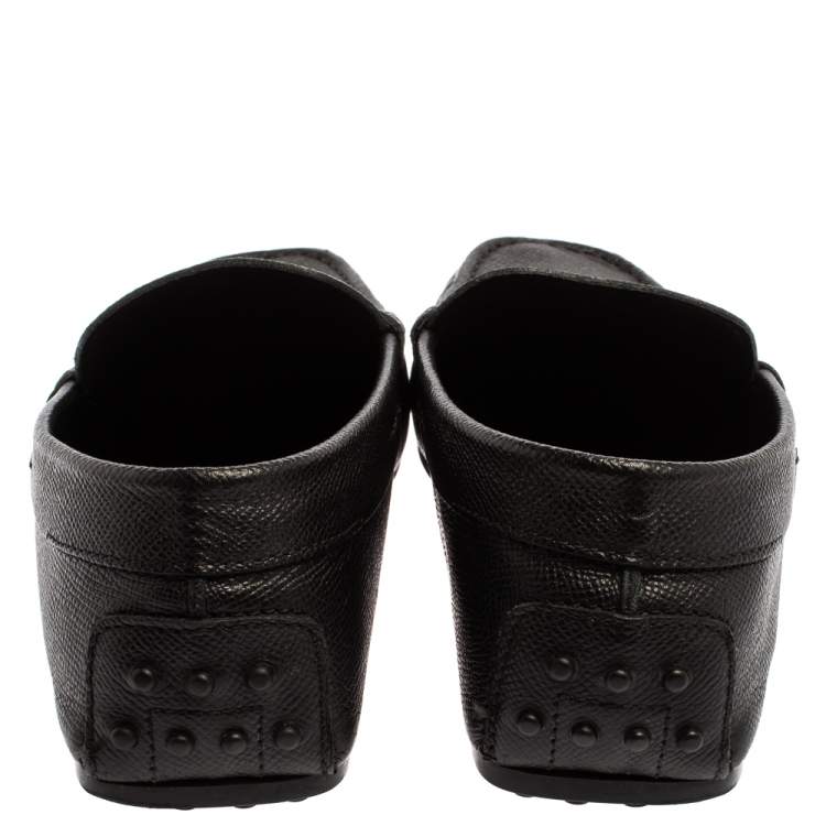 Pre Owned Tod's Black Grained Leather Penny Loafers Size 41.5