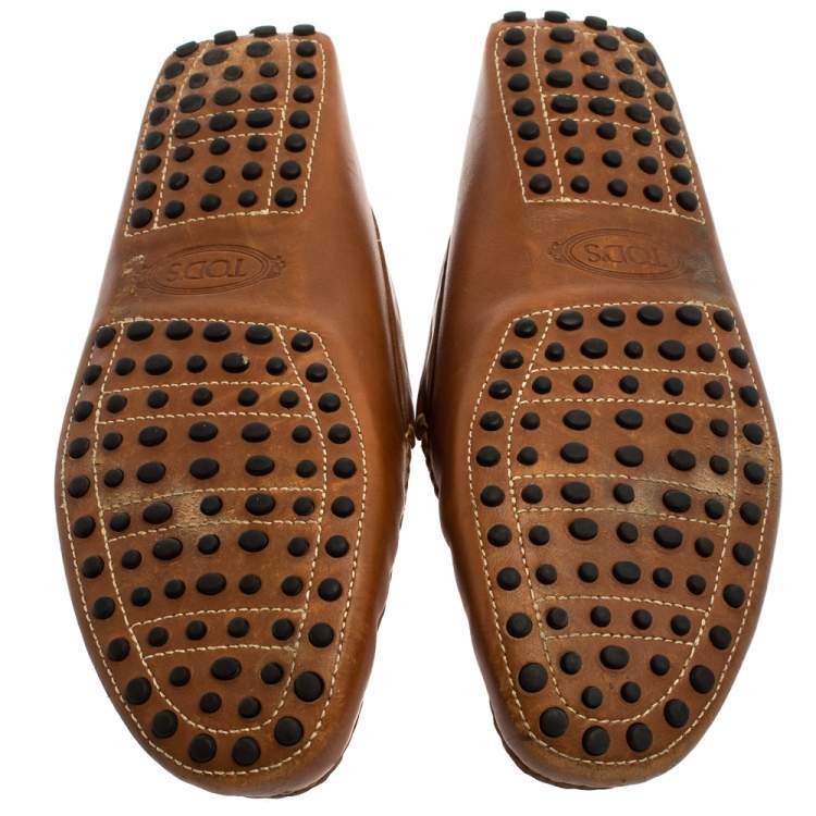 Pre Owned Tod's Brown Leather Penny Slip On Loafers Size 42