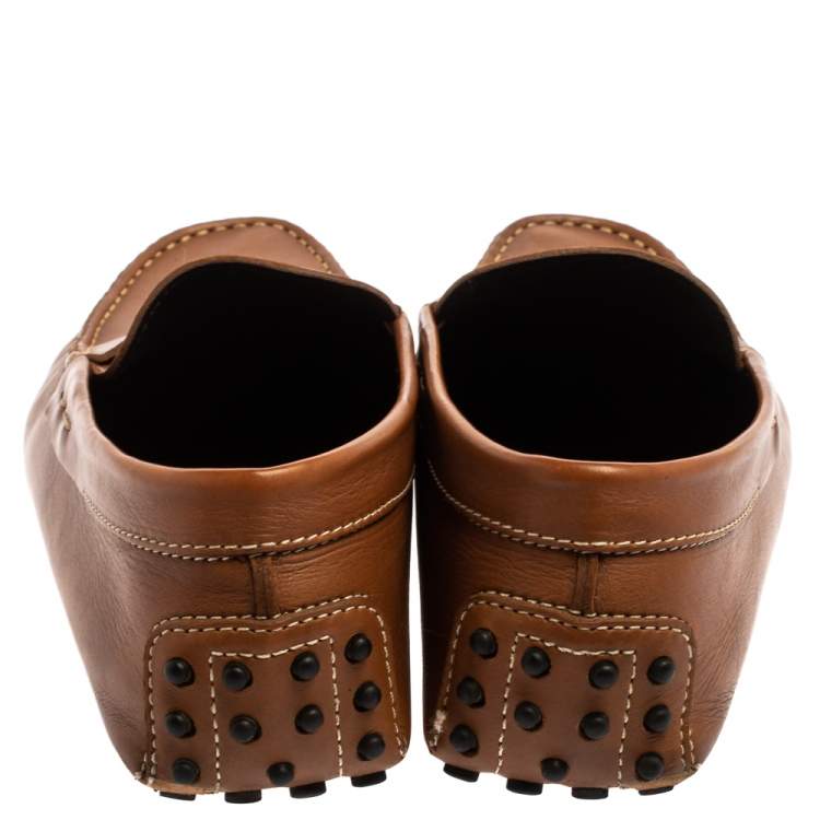 Pre Owned Tod's Brown Leather Penny Slip On Loafers Size 42