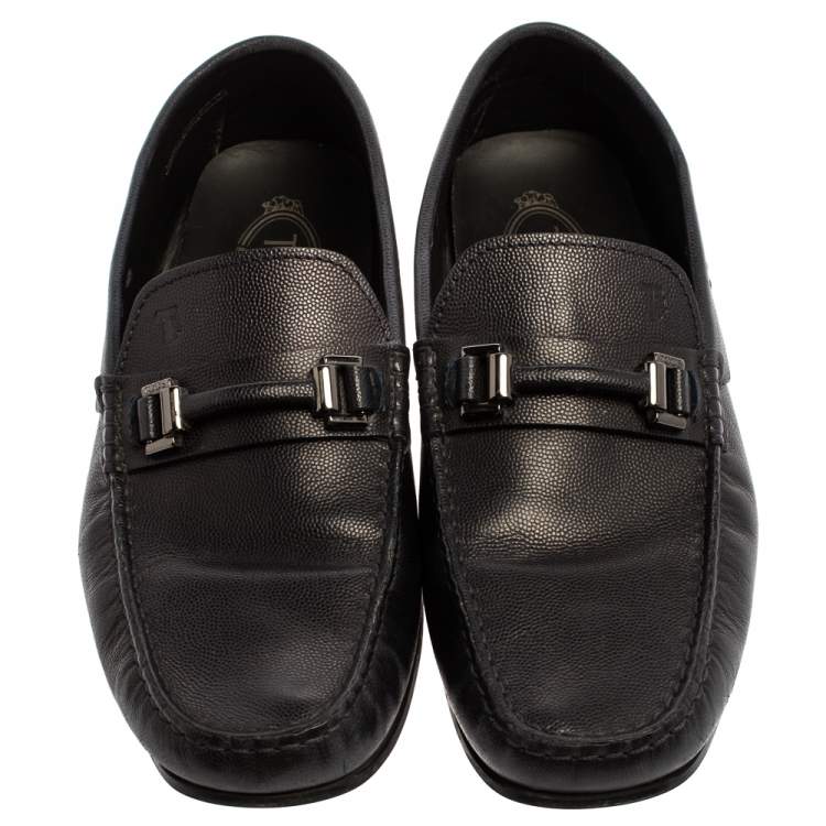 Pre Owned Tod's Blue Leather Slip On Loafers Size 42