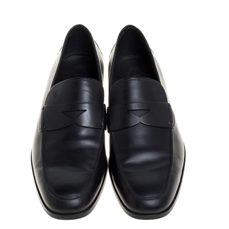 Pre Owned Tod's Black Leather Penny Loafers Size 42