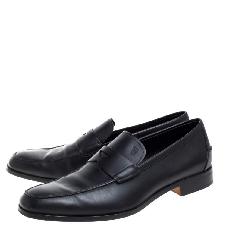 Pre Owned Tod's Black Leather Penny Loafers Size 42