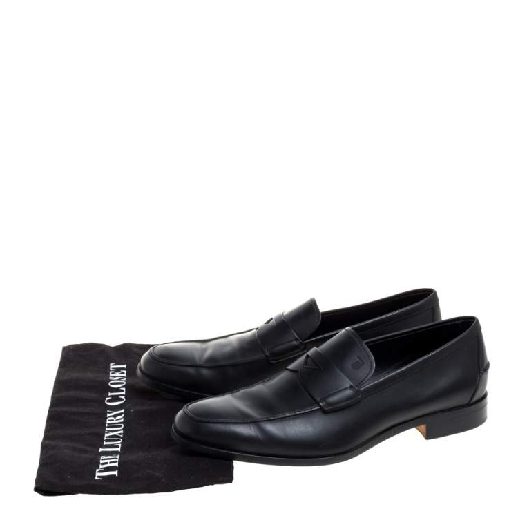 Pre Owned Tod's Black Leather Penny Loafers Size 42
