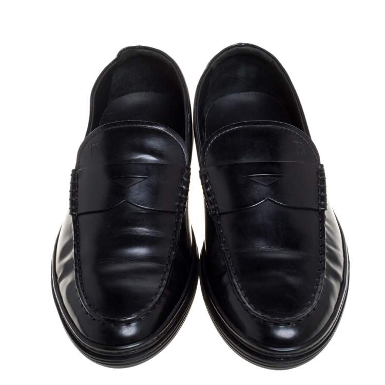 Pre Owned Tod's Black Patent Leather Penny Loafers Size 39.5