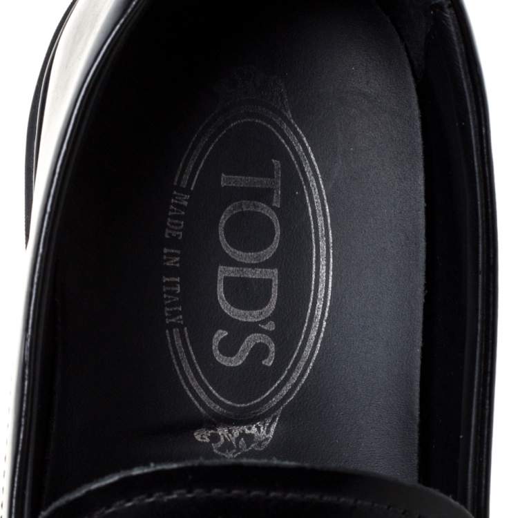 Pre Owned Tod's Black Patent Leather Penny Loafers Size 39.5