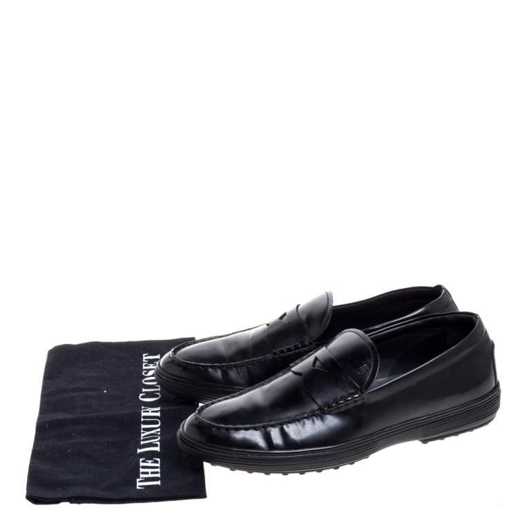 Pre Owned Tod's Black Patent Leather Penny Loafers Size 39.5