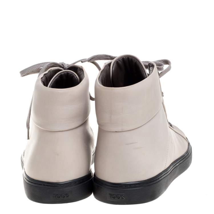 مملوكة مسبقًا Tod's Light Beige Leather High Top Sneakers Size 42.5