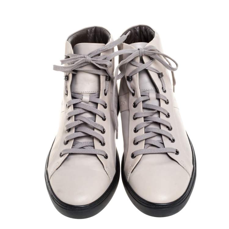 مملوكة مسبقًا Tod's Light Beige Leather High Top Sneakers Size 42.5