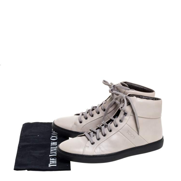 مملوكة مسبقًا Tod's Light Beige Leather High Top Sneakers Size 42.5