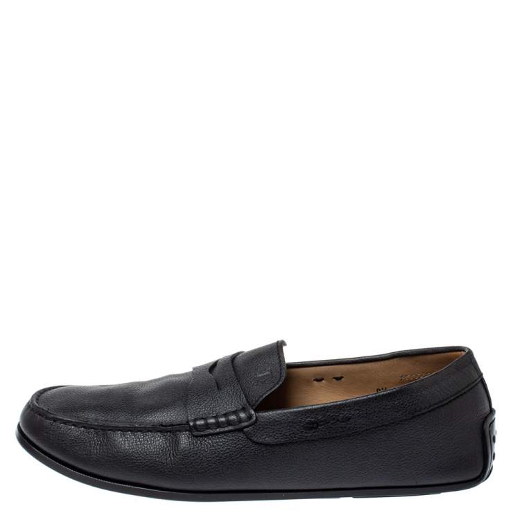 Pre Owned Tod's Black Leather Penny Loafers Size 44