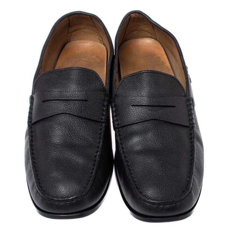 Pre Owned Tod's Black Leather Penny Loafers Size 44