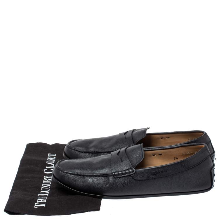 Pre Owned Tod's Black Leather Penny Loafers Size 44