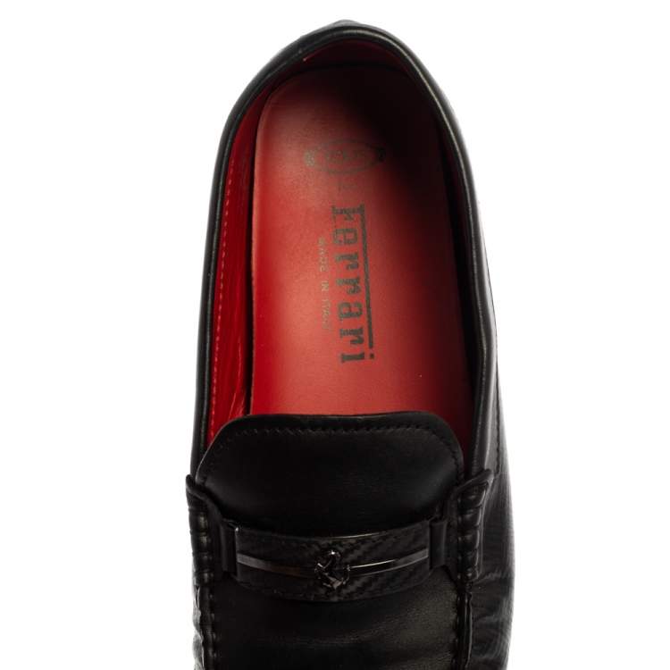Pre Owned Tod's For Ferrari Black Leather Slip On Loafers Size 43