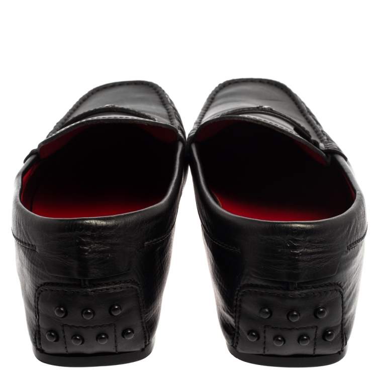Pre Owned Tod's For Ferrari Black Leather Slip On Loafers Size 43