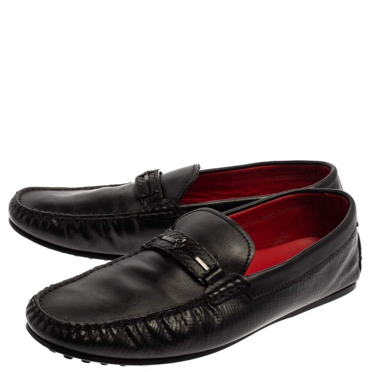 Pre Owned Tod's For Ferrari Black Leather Slip On Loafers Size 43