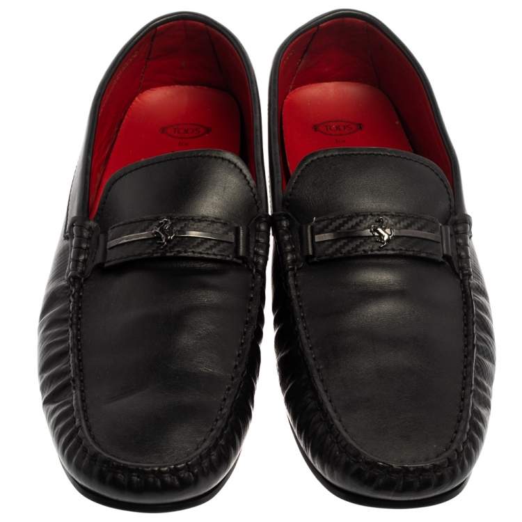 Pre Owned Tod's For Ferrari Black Leather Slip On Loafers Size 43