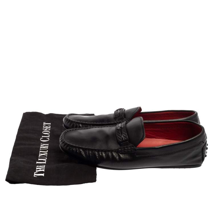 Pre Owned Tod's For Ferrari Black Leather Slip On Loafers Size 43