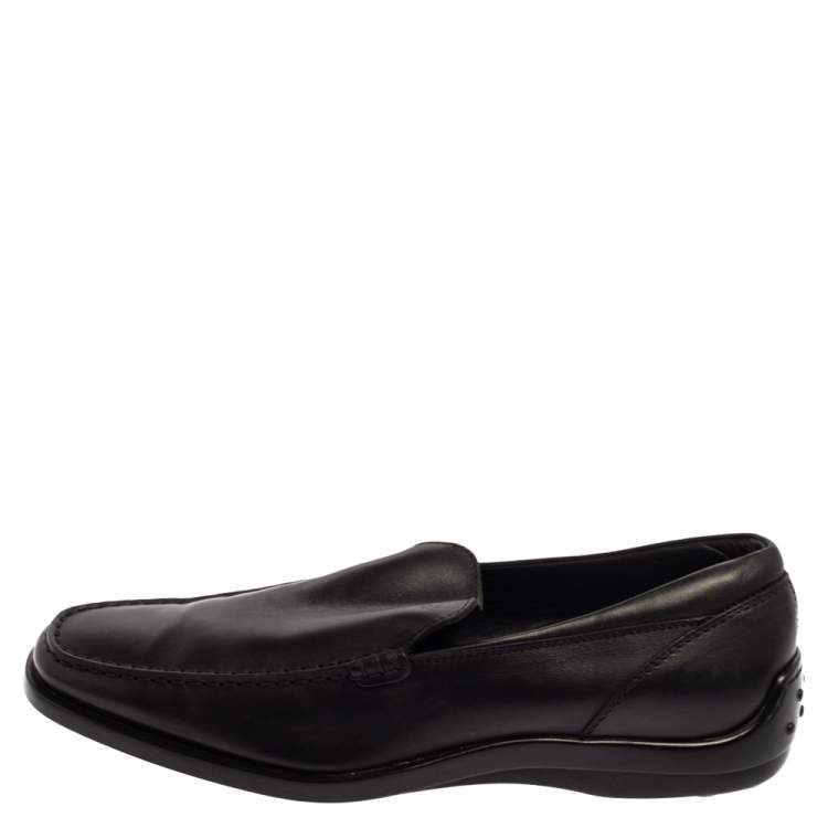 Pre Owned Tod's Black Leather Slip On Loafers Size 41