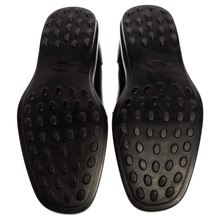 Pre Owned Tod's Black Leather Slip On Loafers Size 41