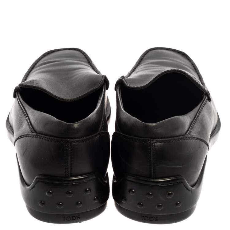 Pre Owned Tod's Black Leather Slip On Loafers Size 41
